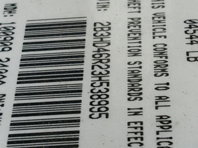 2B3HD46R23H538995 - 2003 DODGE INTREPID S WHITE photo 10