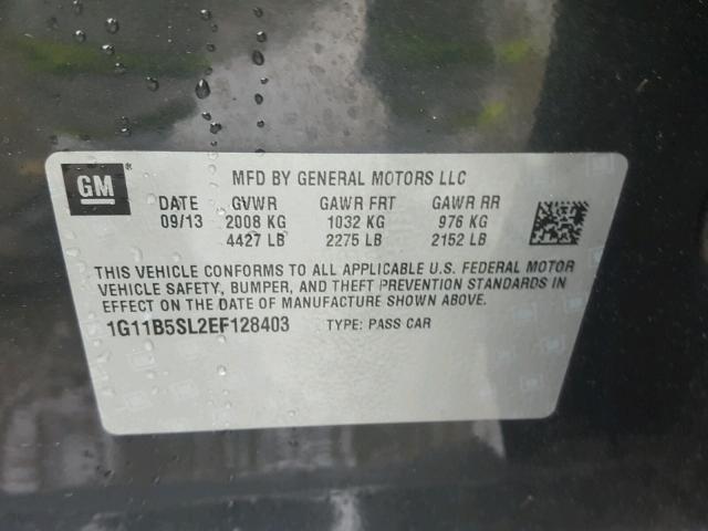 1G11B5SL2EF128403 - 2014 CHEVROLET MALIBU LS 灰色 照片 10