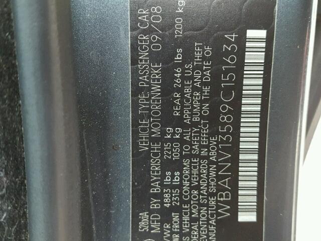 WBANV13589C151634 - 2009 BMW 528 XI BLUE photo 10