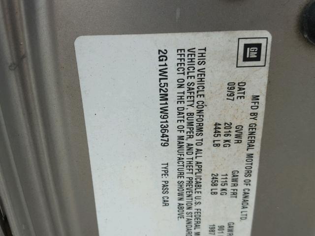 2G1WL52M1W9136479 - 1998 CHEVROLET LUMINA BAS ბეჟი ფოტო 10