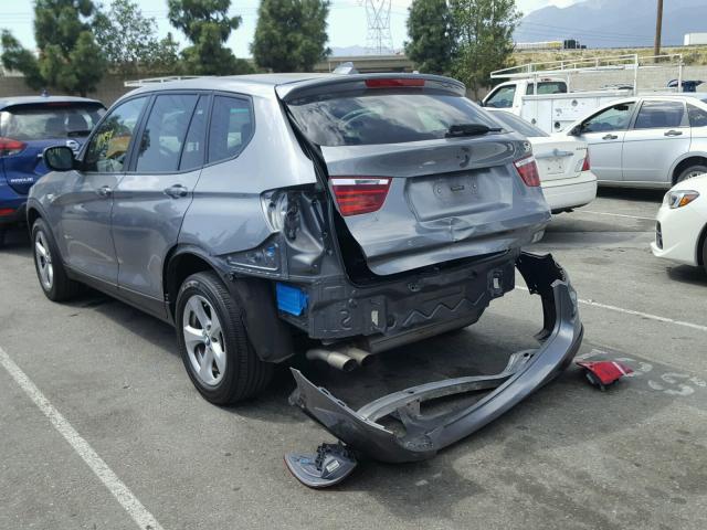 5UXWX5C52CL720377 - 2012 BMW X3 XDRIVE2 GRAY photo 3