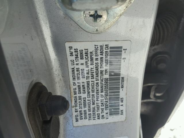 19XFA1F90AE055950 - 2010 HONDA CIVIC EXL SILVER photo 10
