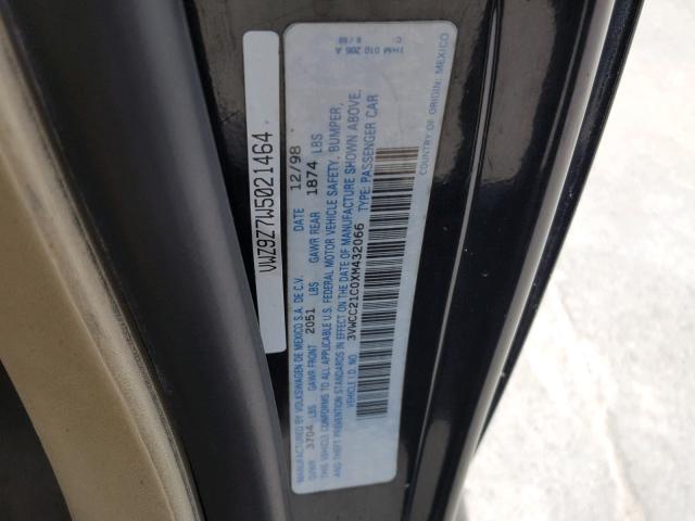 3VWCC21C0XM432066 - 1999 VOLKSWAGEN NEW BEETLE შავი ფოტო 10