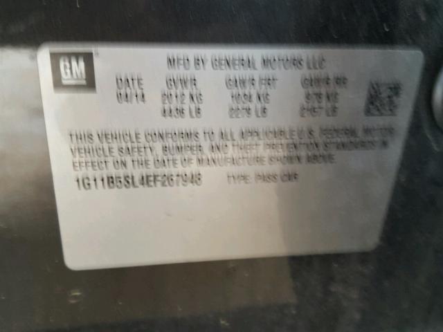 1G11B5SL4EF267948 - 2014 CHEVROLET MALIBU LS ნაცრისფერი ფოტო 10