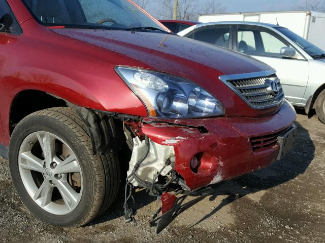 JTJHW31U782046152 - 2008 LEXUS RX 400H RED photo 9