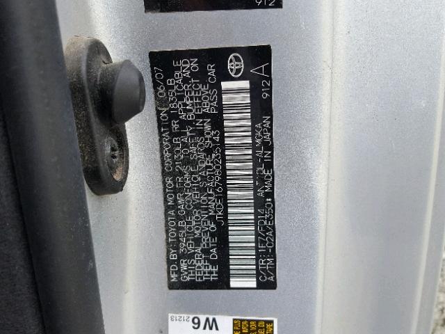JTKDE167980235143 - 2008 TOYOTA SCION TC 银色 照片 10
