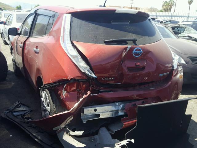 1N4AZ0CP4DC425377 - 2013 NISSAN LEAF S RED photo 3