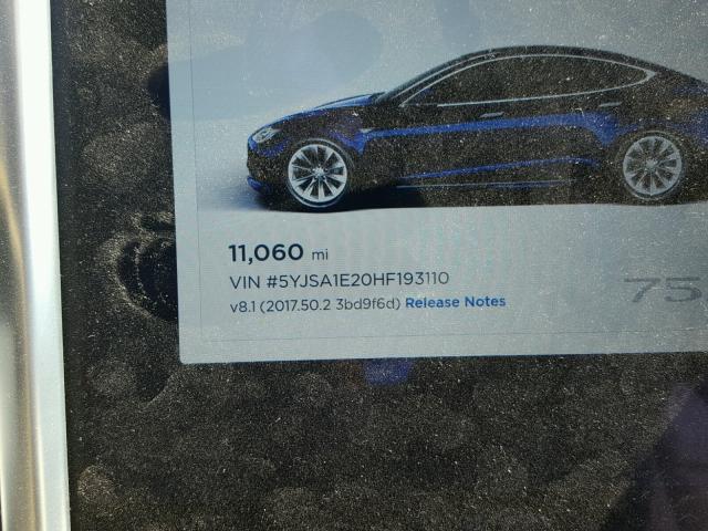 5YJSA1E20HF193110 - 2017 TESLA MODEL S BLUE photo 8