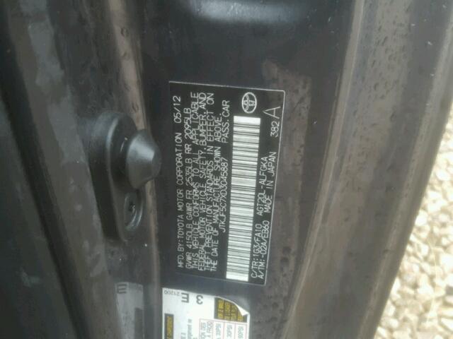 JTKJF5C7XD3045887 - 2013 TOYOTA SCION TC ნაცრისფერი ფოტო 10