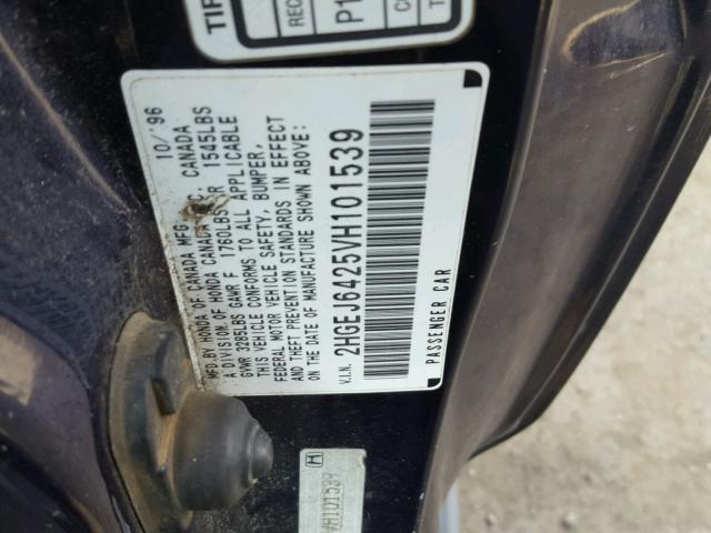 2HGEJ6425VH101539 - 1997 HONDA CIVIC CX BLUE photo 10