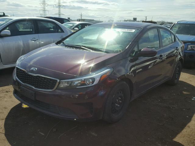 3KPFK4A75HE056705 - 2017 KIA FORTE LX MAROON photo 2