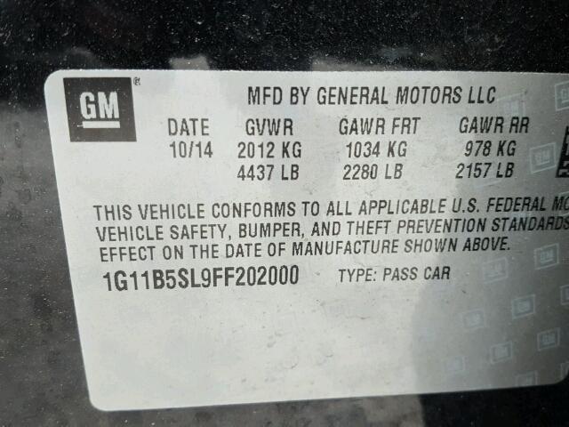 1G11B5SL9FF202000 - 2015 CHEVROLET MALIBU LS 黑色 照片 10