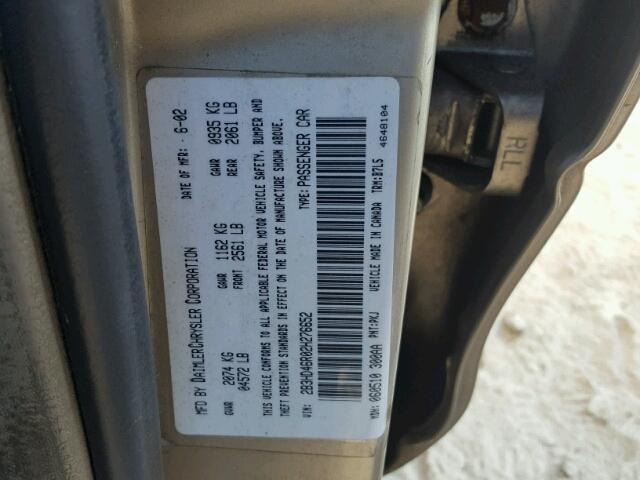 2B3HD46R02H276652 - 2002 DODGE INTREPID S GOLD photo 10