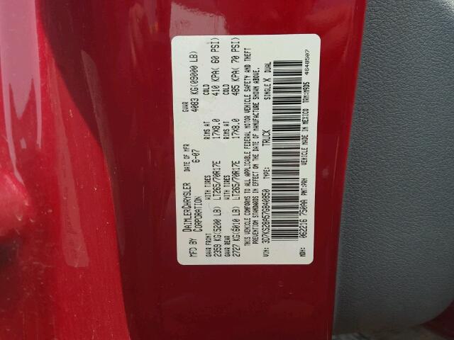 3D7KS28A57G840850 - 2007 DODGE RAM 2500 S RED photo 10