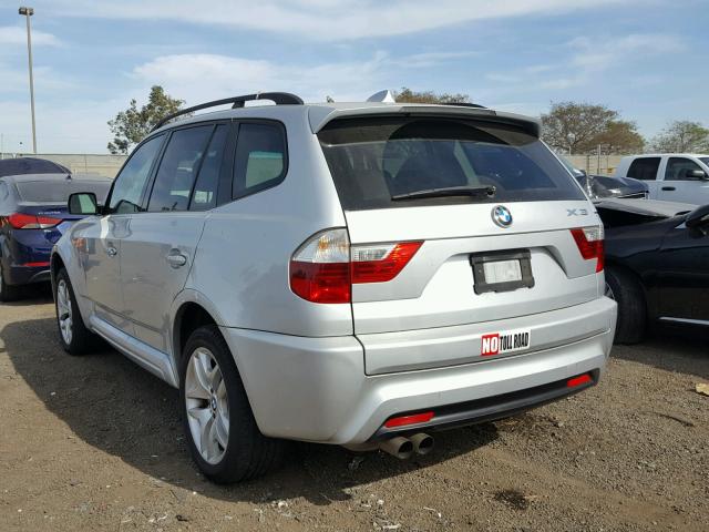 WBXPC93457WF09989 - 2007 BMW X3 3.0SI SILVER photo 3