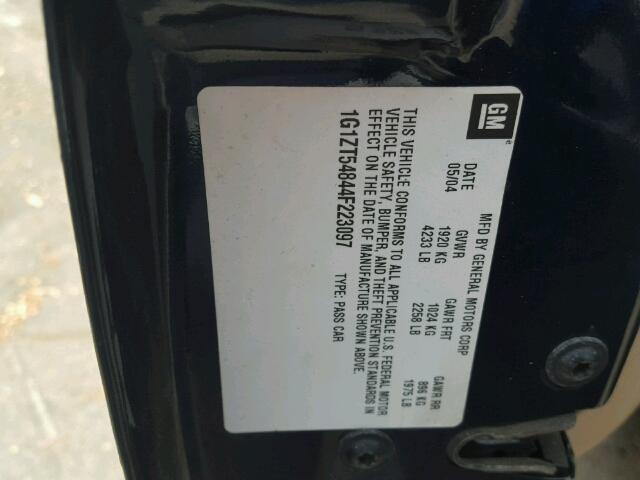 1G1ZT54844F223097 - 2004 CHEVROLET MALIBU LS Mavi foto 10