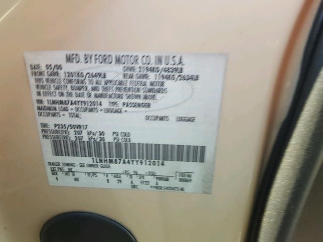 1LNHM87A4YY912014 - 2000 LINCOLN LS CREAM photo 10