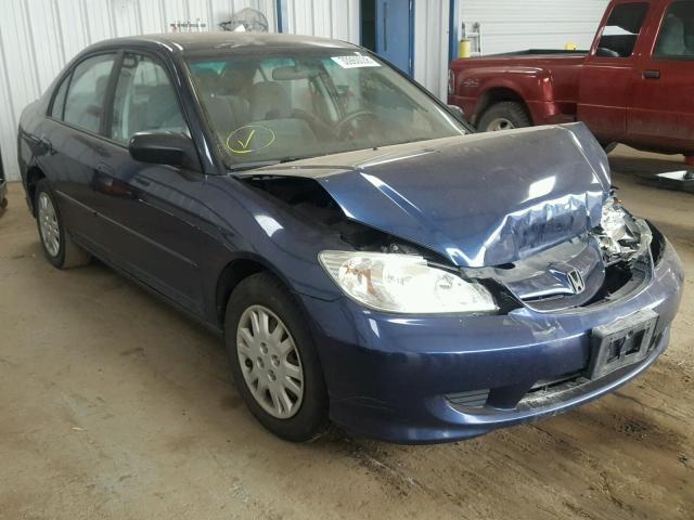 2HGES15535H533331 - 2005 HONDA CIVIC LX BLUE photo 1