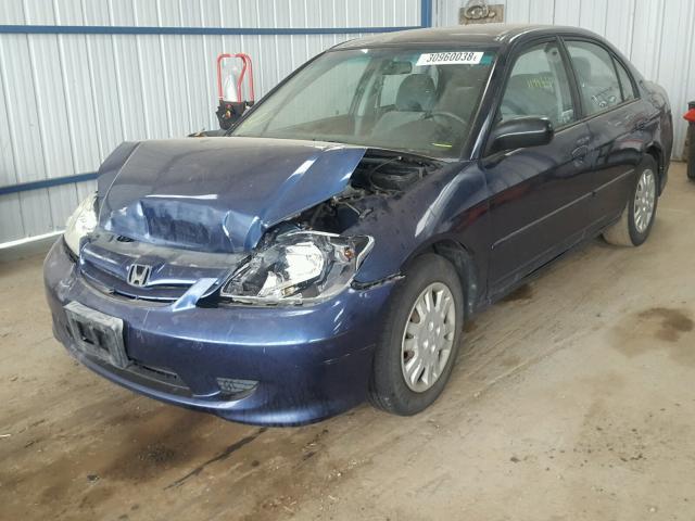 2HGES15535H533331 - 2005 HONDA CIVIC LX BLUE photo 2