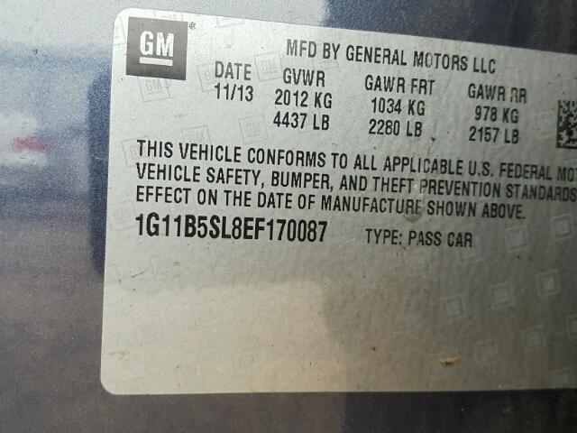 1G11B5SL8EF170087 - 2014 CHEVROLET MALIBU LS ლურჯი ფოტო 10