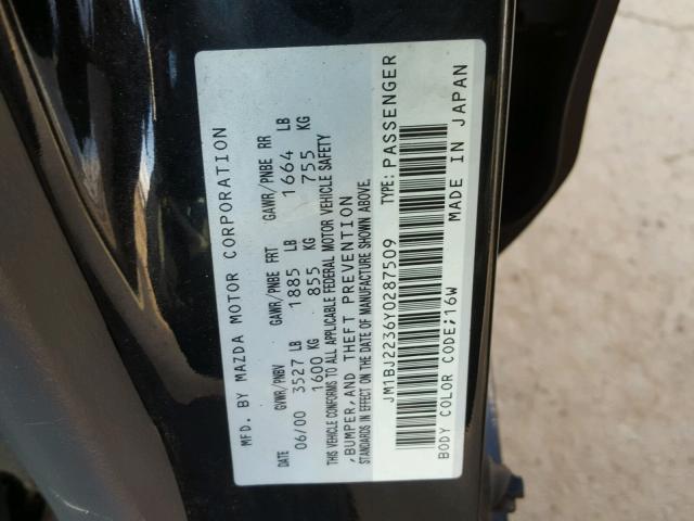 JM1BJ2236Y0287509 - 2000 MAZDA PROTEGE ES BLACK photo 10