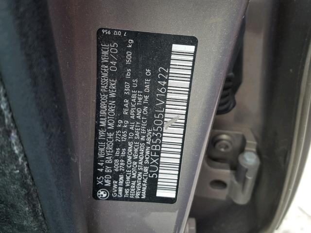 5UXFB53505LV16422 - 2005 BMW X5 4.4I TAN photo 10