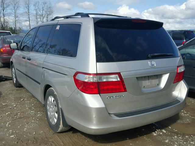 5FNRL38257B097259 - 2007 HONDA ODYSSEY LX SILVER photo 3