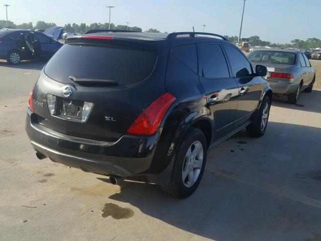 JN8AZ08T94W207485 - 2004 NISSAN MURANO SL BLACK photo 4