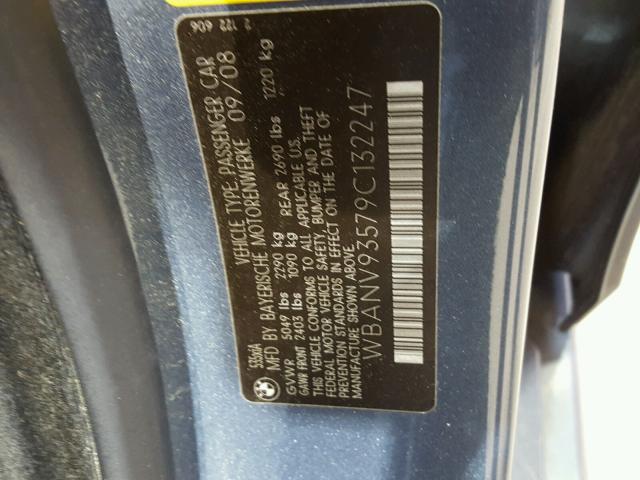 WBANV93579C132247 - 2009 BMW 535 XI BLUE photo 10