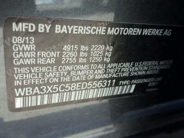 WBA3X5C58ED556311 - 2014 BMW 328 XIGT GRAY photo 10