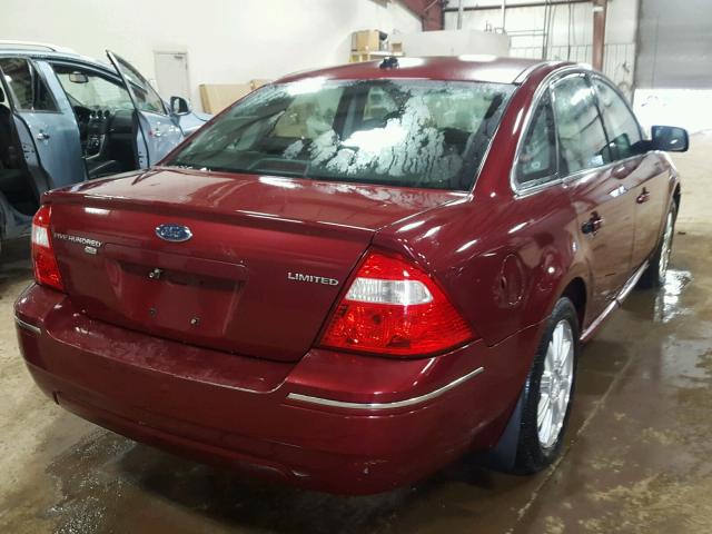 1FAHP28197G106073 - 2007 FORD FIVE HUNDR BURGUNDY photo 4