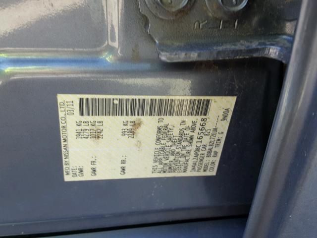 1N4AL2AP0BC165668 - 2011 NISSAN ALTIMA BAS BLUE photo 10