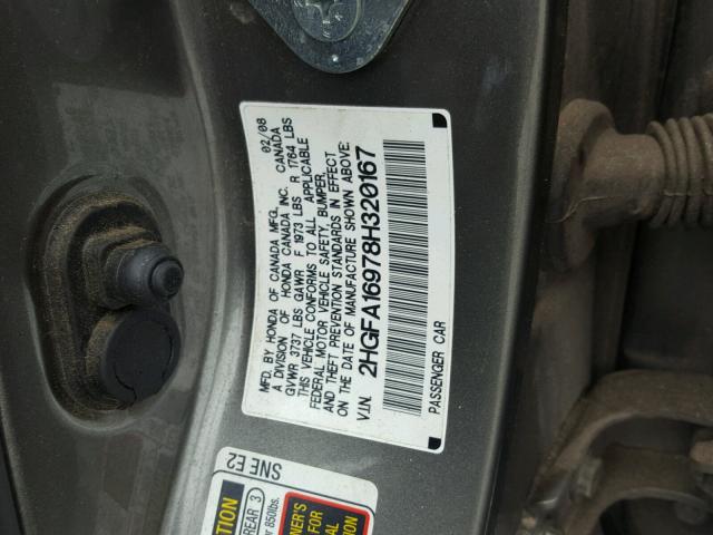 2HGFA16978H320167 - 2008 HONDA CIVIC EXL 棕色 照片 10