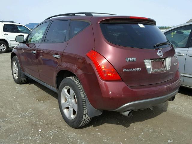 JN8AZ08W45W421828 - 2005 NISSAN MURANO SL MAROON photo 3