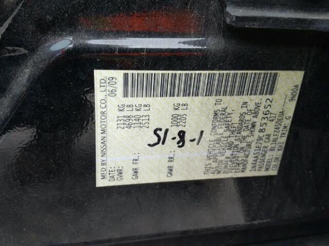 1N4AA51E79C853652 - 2009 NISSAN MAXIMA S BLACK photo 10