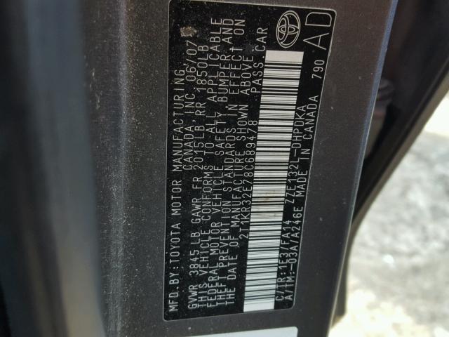 2T1KR32E78C689478 - 2008 TOYOTA MATRIX 灰色 照片 10