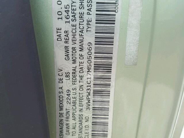 3VWPW31C17M505069 - 2007 VOLKSWAGEN NEW BEETLE 绿色 照片 10