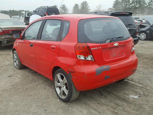 KL1TD62665B410360 - 2005 CHEVROLET AVEO BASE RED photo 3