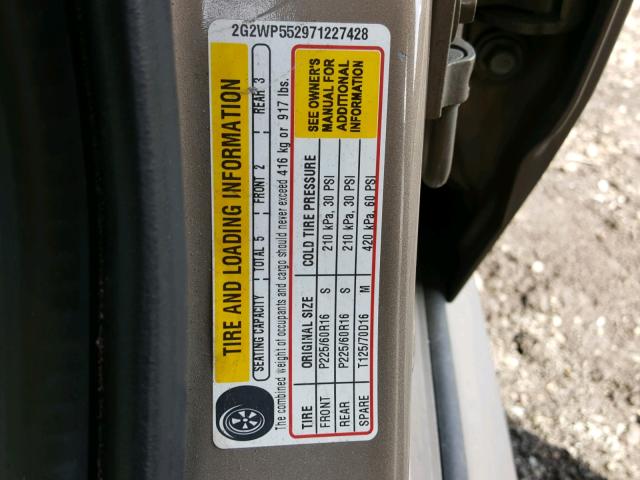 2G2WP552971227428 - 2007 PONTIAC GRAND PRIX TAN photo 10