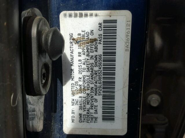 5Y2SL63855Z456566 - 2005 PONTIAC VIBE BLUE photo 10