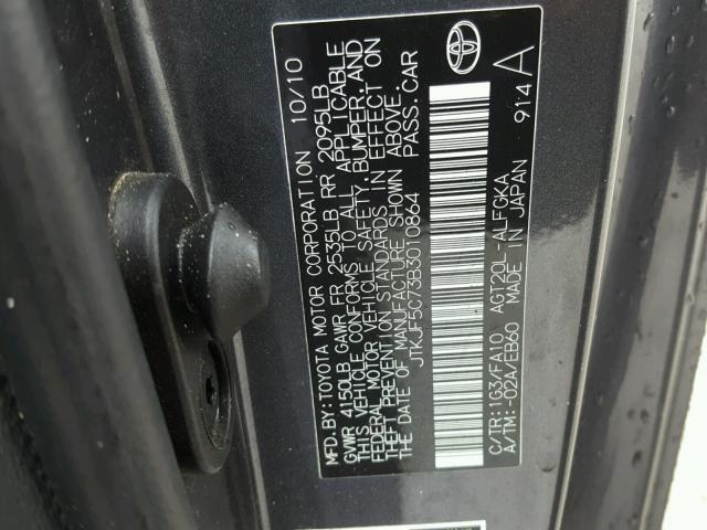 JTKJF5C73B3010864 - 2011 TOYOTA SCION TC 石墨色 照片 10