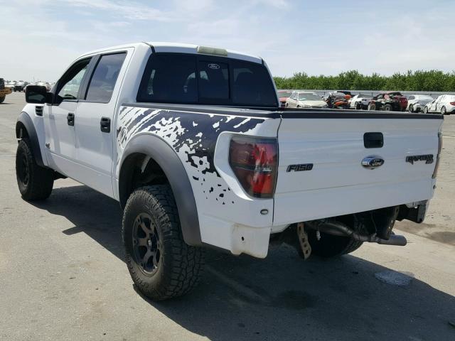 1FTFW1R67BFA73565 - 2011 FORD F150 SVT R WHITE photo 3