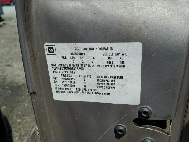 1G4HP52K5VH476890 - 1997 BUICK LESABRE CU TAN photo 10