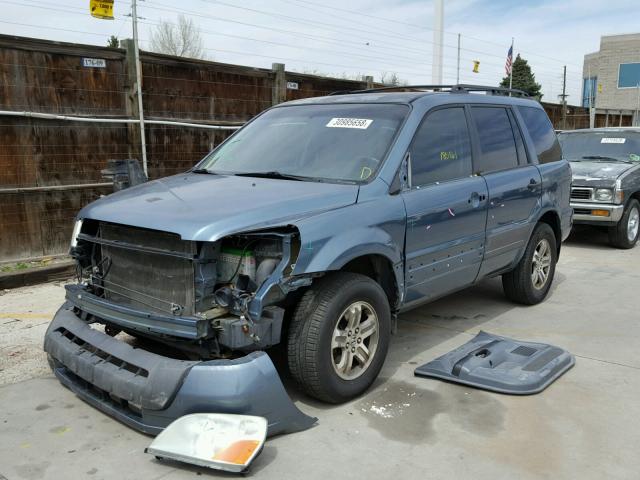 2HKYF18165H526390 - 2005 HONDA PILOT LX BLUE photo 2