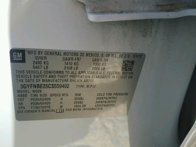 3GYFNBE35CS559402 - 2012 CADILLAC SRX PERFOR 白色 照片 10