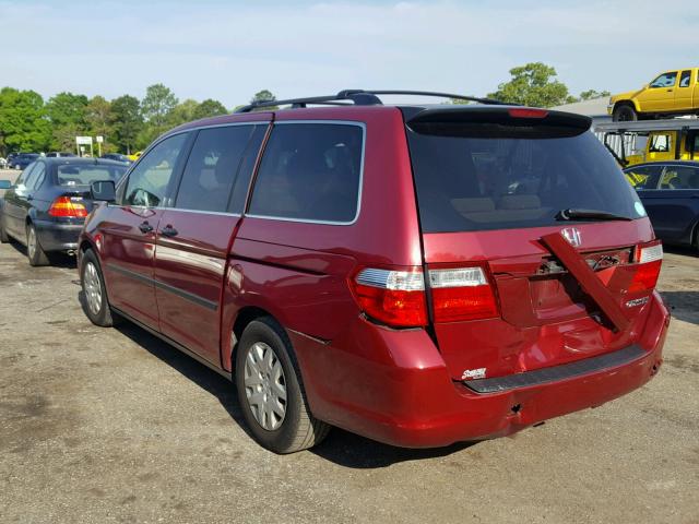 5FNRL38235B130689 - 2005 HONDA ODYSSEY LX MAROON photo 3