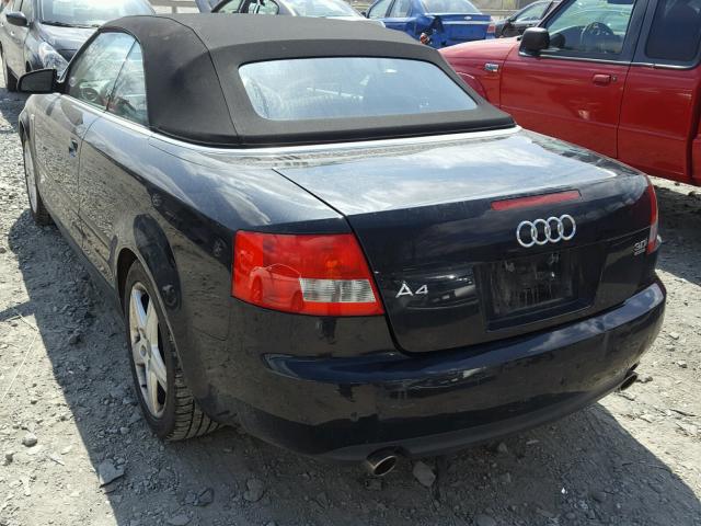 WAUDT48H05K009526 - 2005 AUDI A4 QUATTRO BLACK photo 3