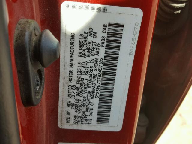 5Y2SP67079Z457183 - 2009 PONTIAC VIBE RED photo 10