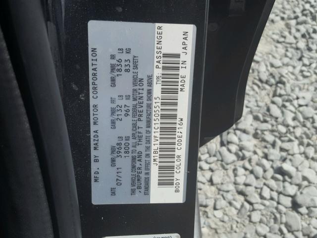 JM1BL1VF1C1505515 - 2012 MAZDA 3 I BLACK photo 10