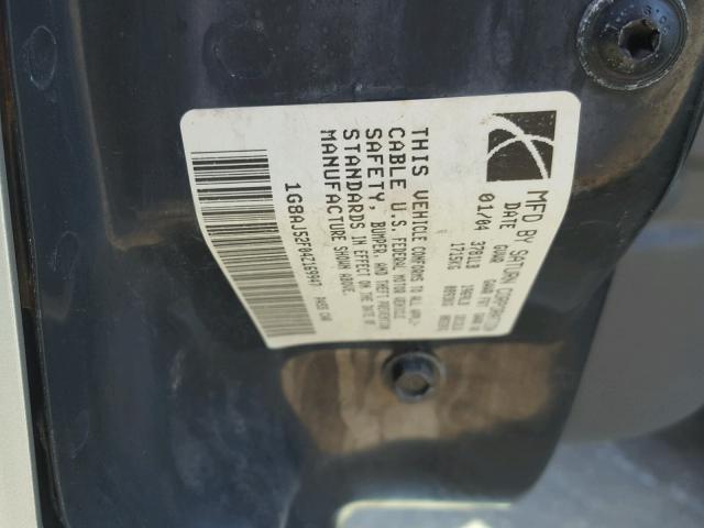 1G8AJ52F04Z169947 - 2004 SATURN ION LEVEL SILVER photo 10